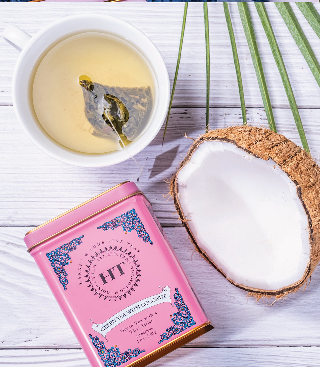 Green Tea with Coconut, HT Tin of 20 Tea Sachets