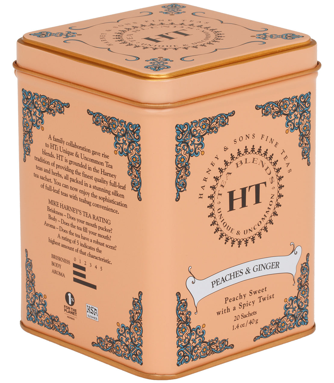 Peaches & Ginger, HT Tin of 20 Sachets - Sachets HT Tin of 20 Sachets - Harney & Sons Fine Teas