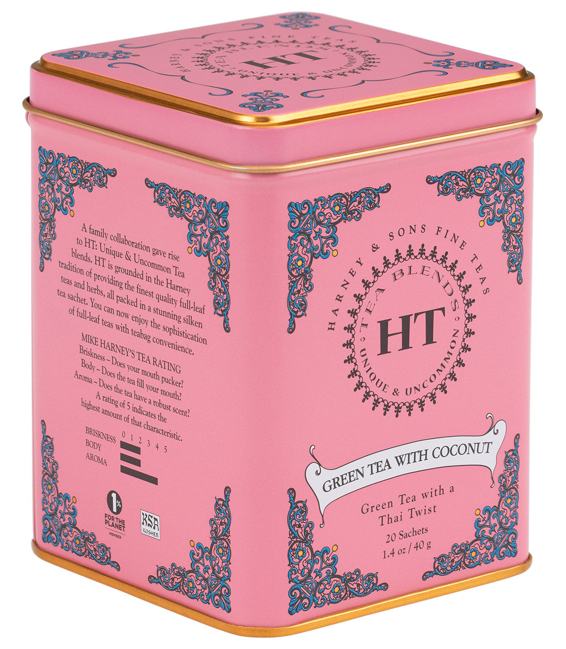 Green Tea with Coconut, HT Tin of 20 Tea Sachets - Sachets HT Tin of 20 Sachets - Harney & Sons Fine Teas